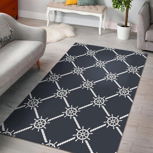 Nautical Steering Wheel Rope Pattern Area Rug