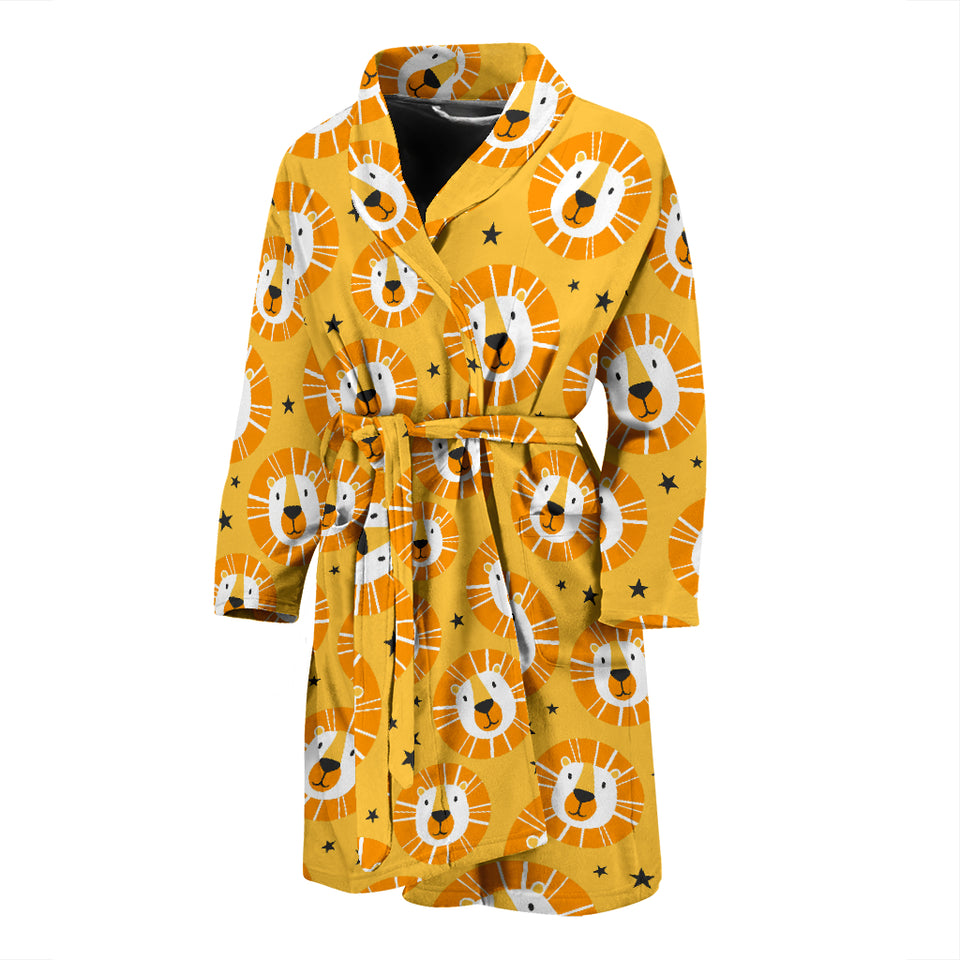 Lion Pattern Print Design 03 Men's Bathrobe