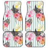 Colorful Orchid Flower Pattern Front And Back Car Mats
