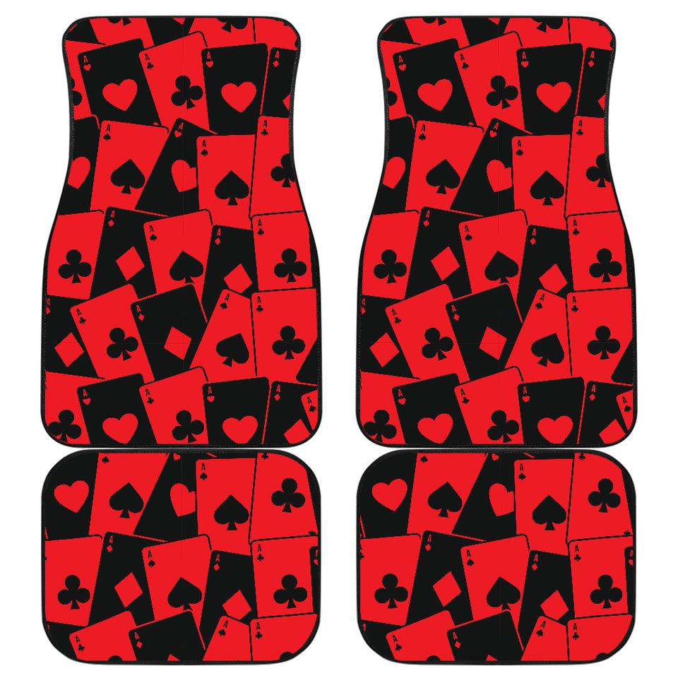 Casino Cards Suits Pattern Print Design 02 Front and Back Car Mats