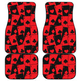 Casino Cards Suits Pattern Print Design 02 Front and Back Car Mats