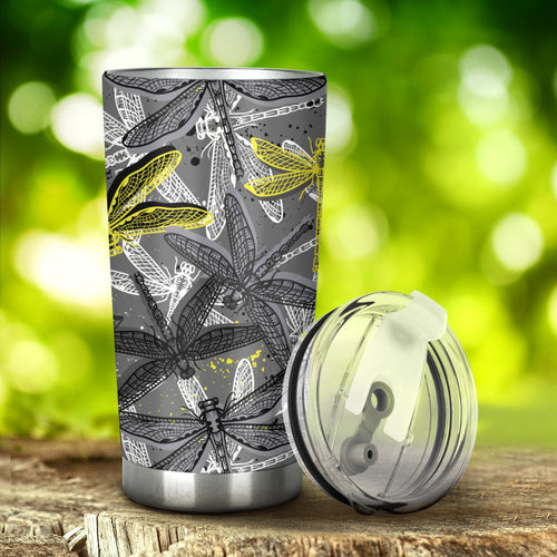 Hand Drawn Dragonfly Pattern Tumbler