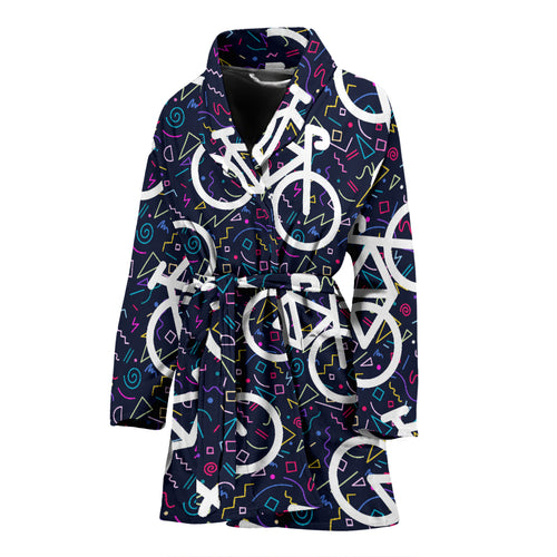 Bicycle Pattern Print Design 03 Women's Bathrobe