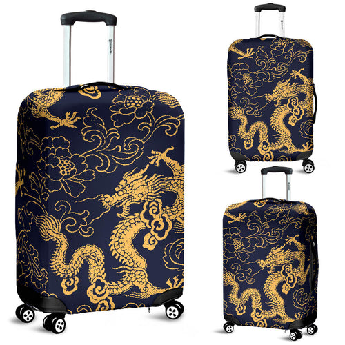 Gold Dragon Pattern Luggage Covers