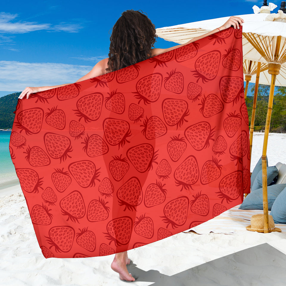 Strawberry Pattern Red Background Sarong