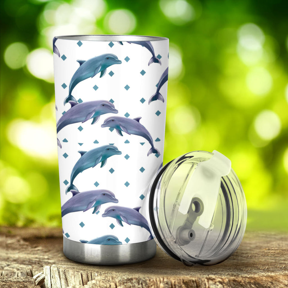 Dolphins Pattern Dotted Background Tumbler