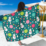 Snowman Bird Decorative Elements Christmas Pattern Sarong