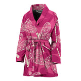 Beautiful Dragonfly Pink Background Women'S Bathrobe