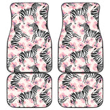 Zebra Pink Flower Background Front And Back Car Mats