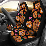 Pumpkin Flowers Spiderweb Halloween Theme Universal Fit Car Seat Covers