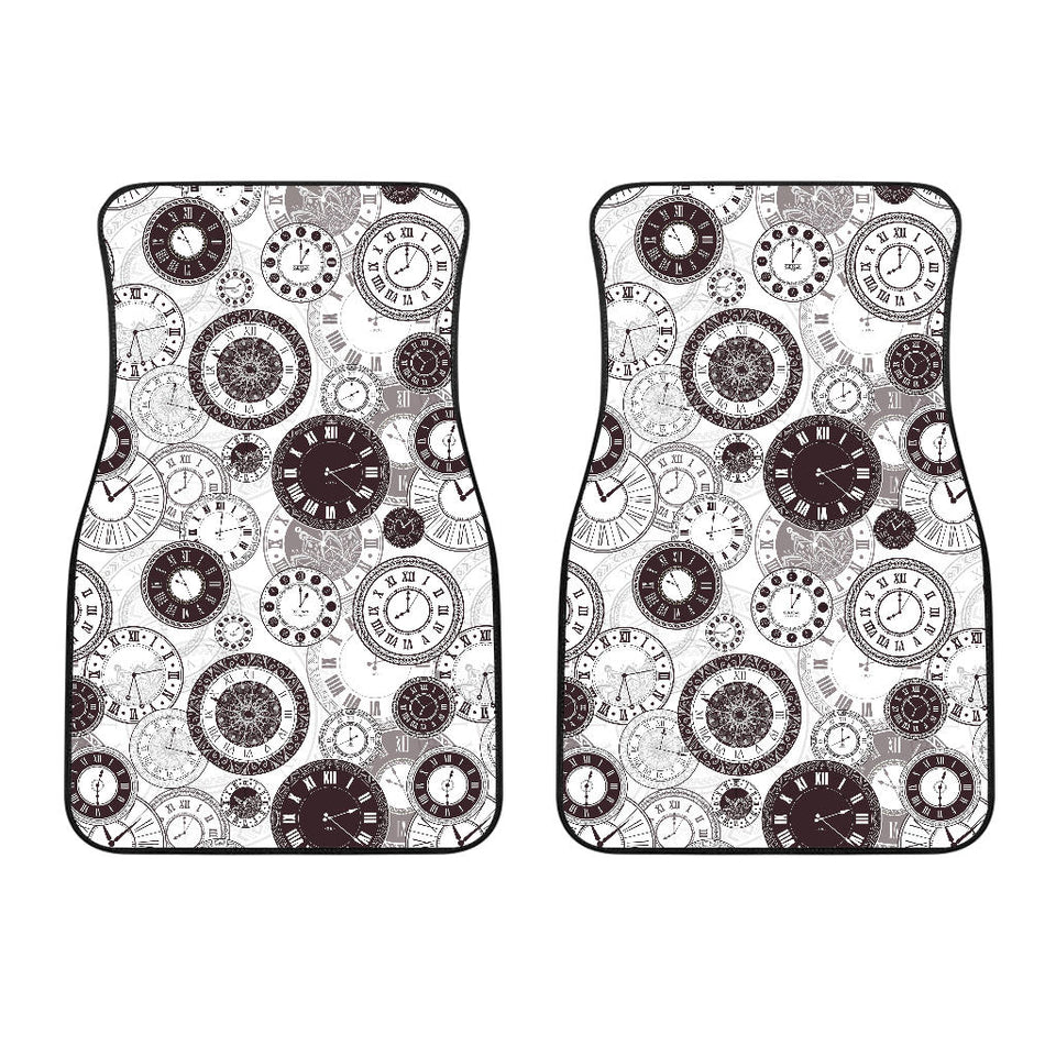 Classic Vintage Clock Pattern Front Car Mats