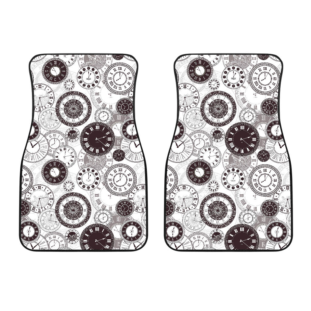 Classic Vintage Clock Pattern Front Car Mats