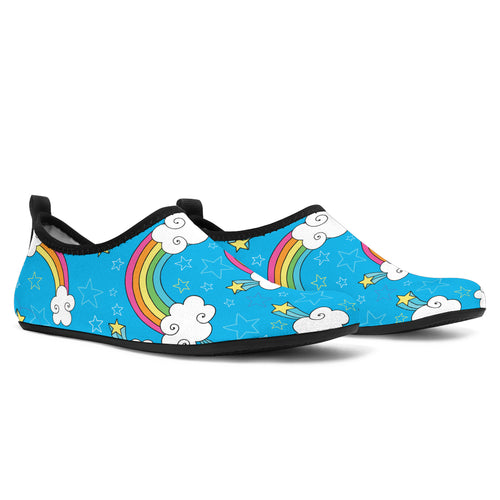 Rainbows Sky Clouds Pattern Aqua Shoes