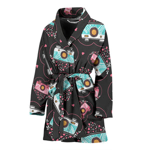 Camera Pattern Print Design 04 Women's Bathrobe