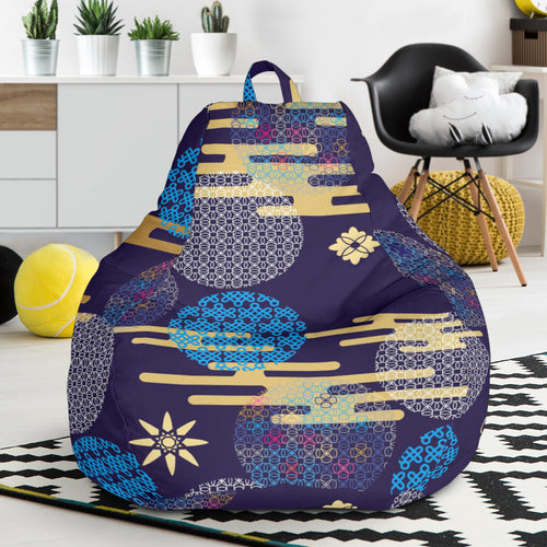 Blue Japanese Pattern Cloud Wave Flower Bean Bag Cover