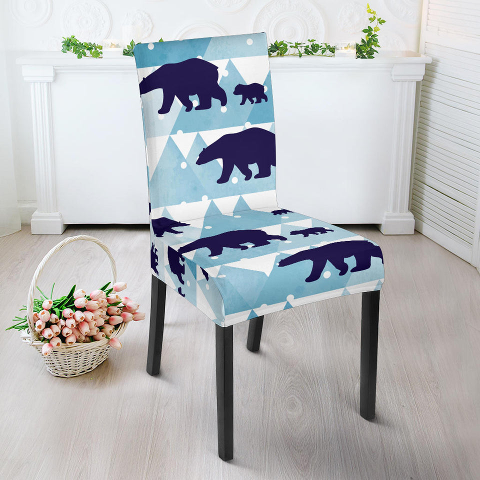 Polar Bear Winter Snow Pattern Dining Chair Slipcover