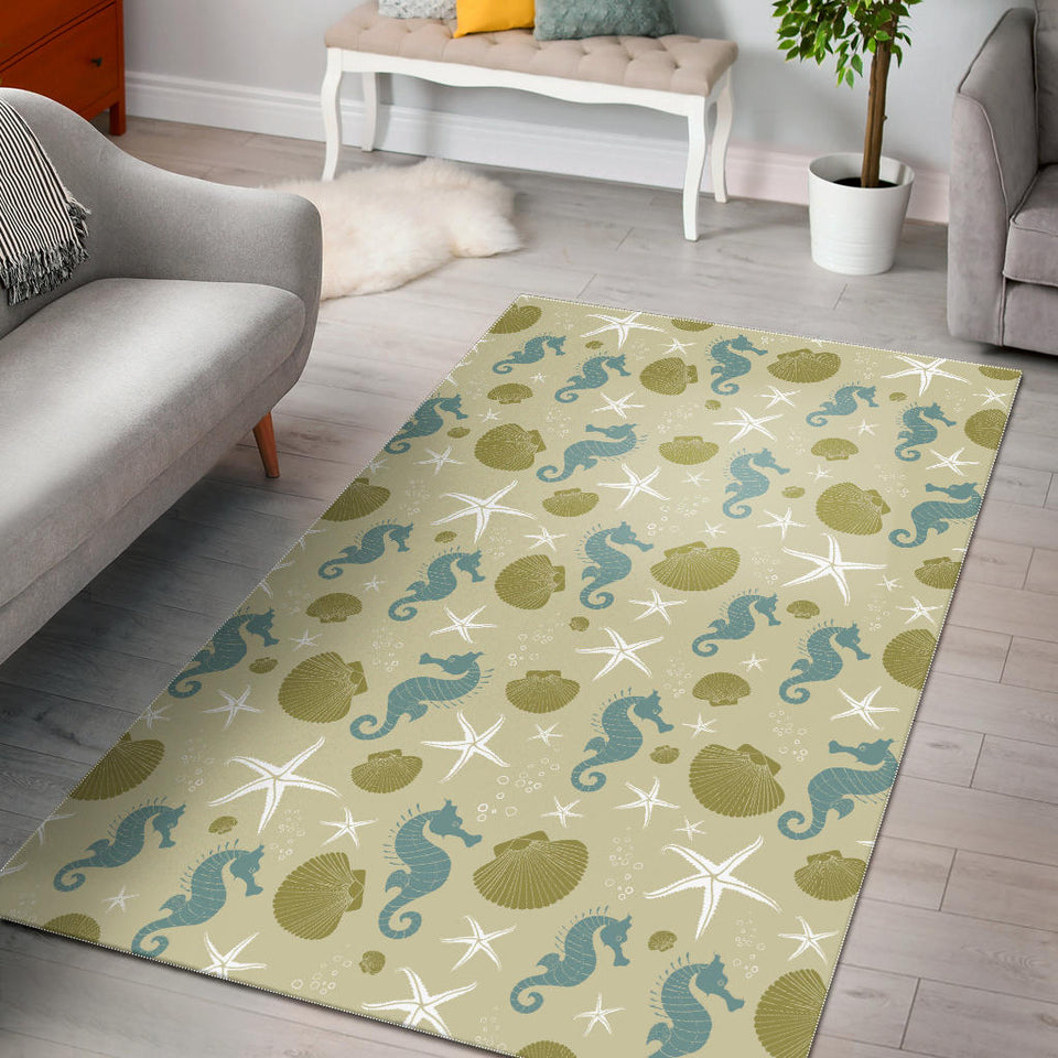 Seahorse Shell Starfish Pattern Background Area Rug