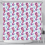 Purple Seahorse Blue Coral Pattern Shower Curtain Fulfilled In US