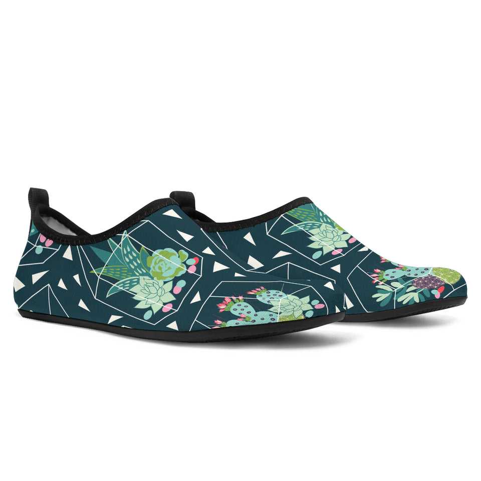 Cactus Glass Terrarium Pattern Aqua Shoes