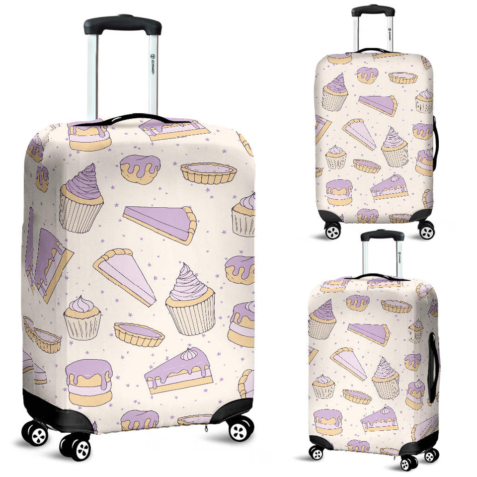 Cakes Pies Tarts Muffins And Eclairs Purple Blueberry Topping Pattern Luggage Covers