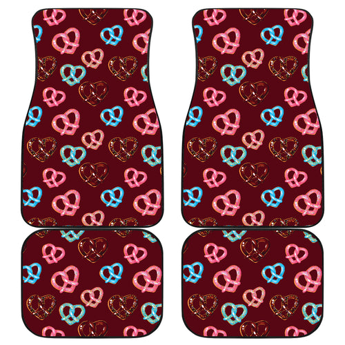 Pretzels Pattern Print Design 05 Front and Back Car Mats