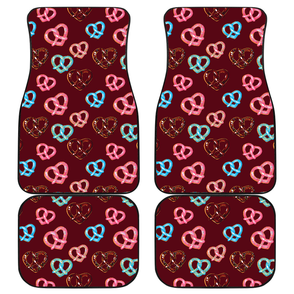 Pretzels Pattern Print Design 05 Front and Back Car Mats