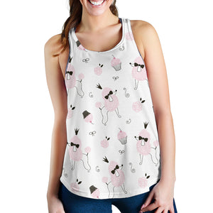 Poodle dog rose cake pattern Women Racerback Tank Top