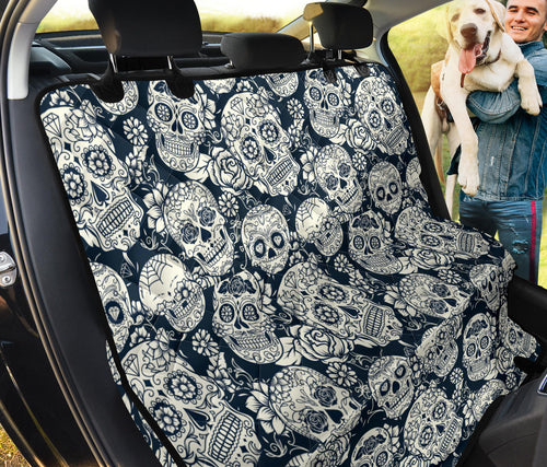 Sugar Skull Black White Pattern Dog Car Seat Covers