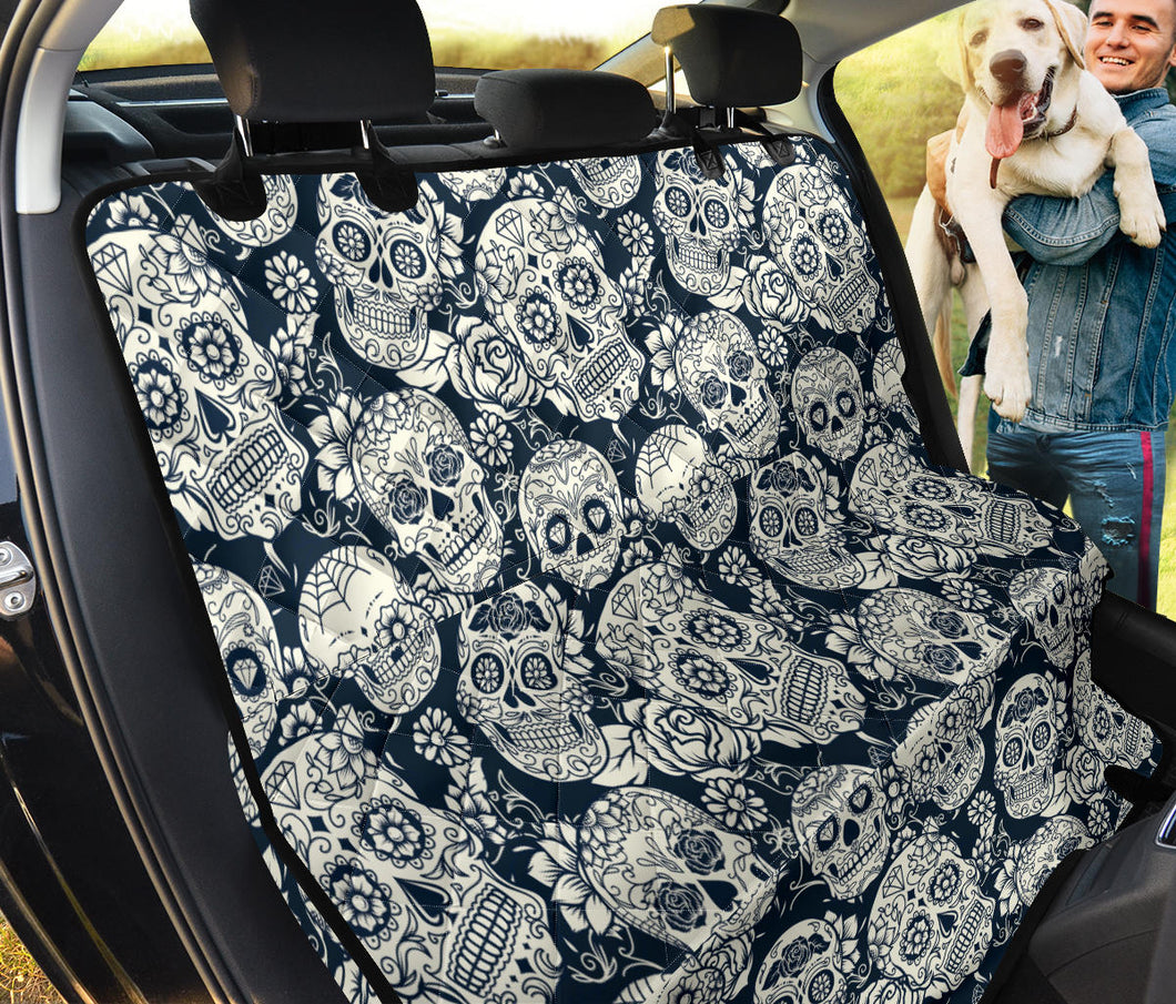Sugar Skull Black White Pattern Dog Car Seat Covers