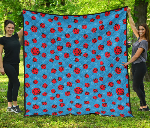 Ladybug Pattern Print Design 02 Premium Quilt