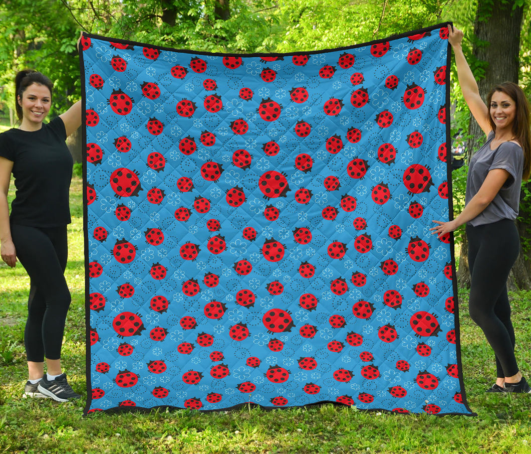Ladybug Pattern Print Design 02 Premium Quilt