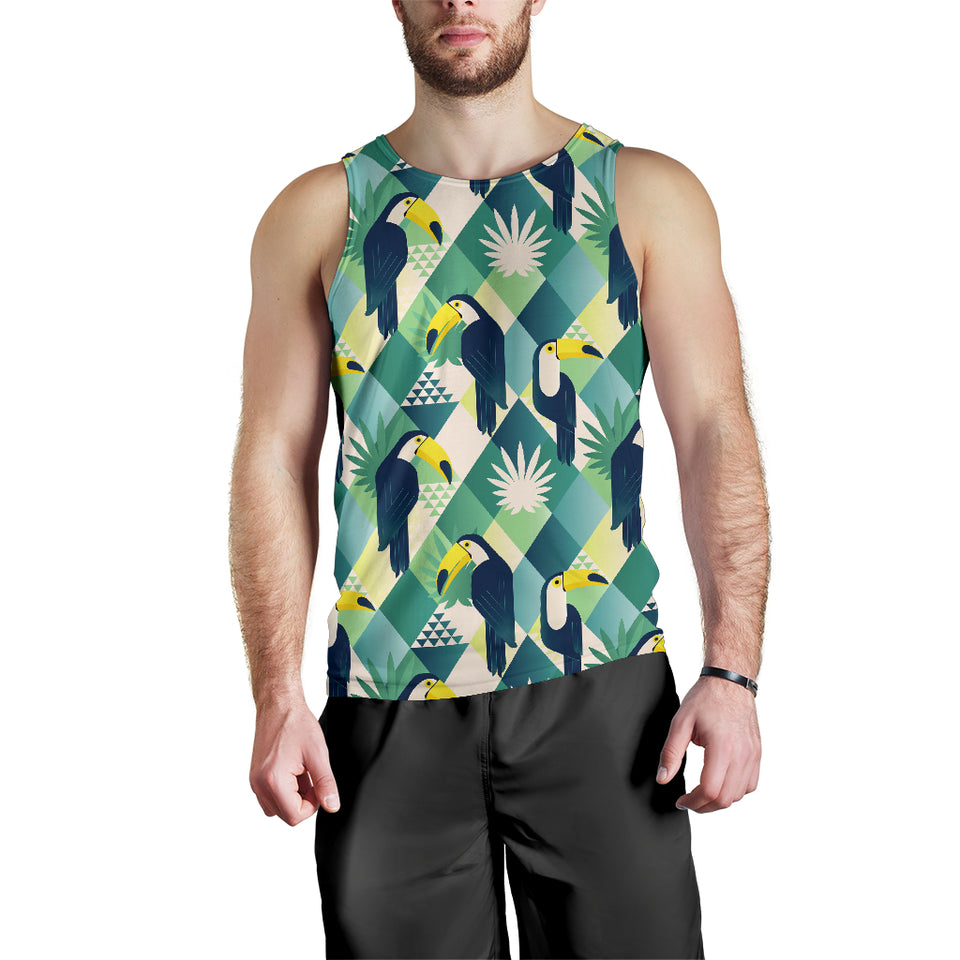 Toucan tropical leaves design pattern Men Tank Top