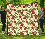 Red Apples Leaves Pattern Premium Quilt