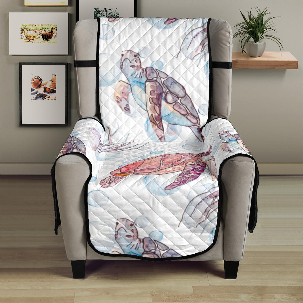 Watercolor sea turtle jellyfish pattern Chair Cover Protector