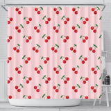 Cherry Pattern Pink Background Shower Curtain Fulfilled In US