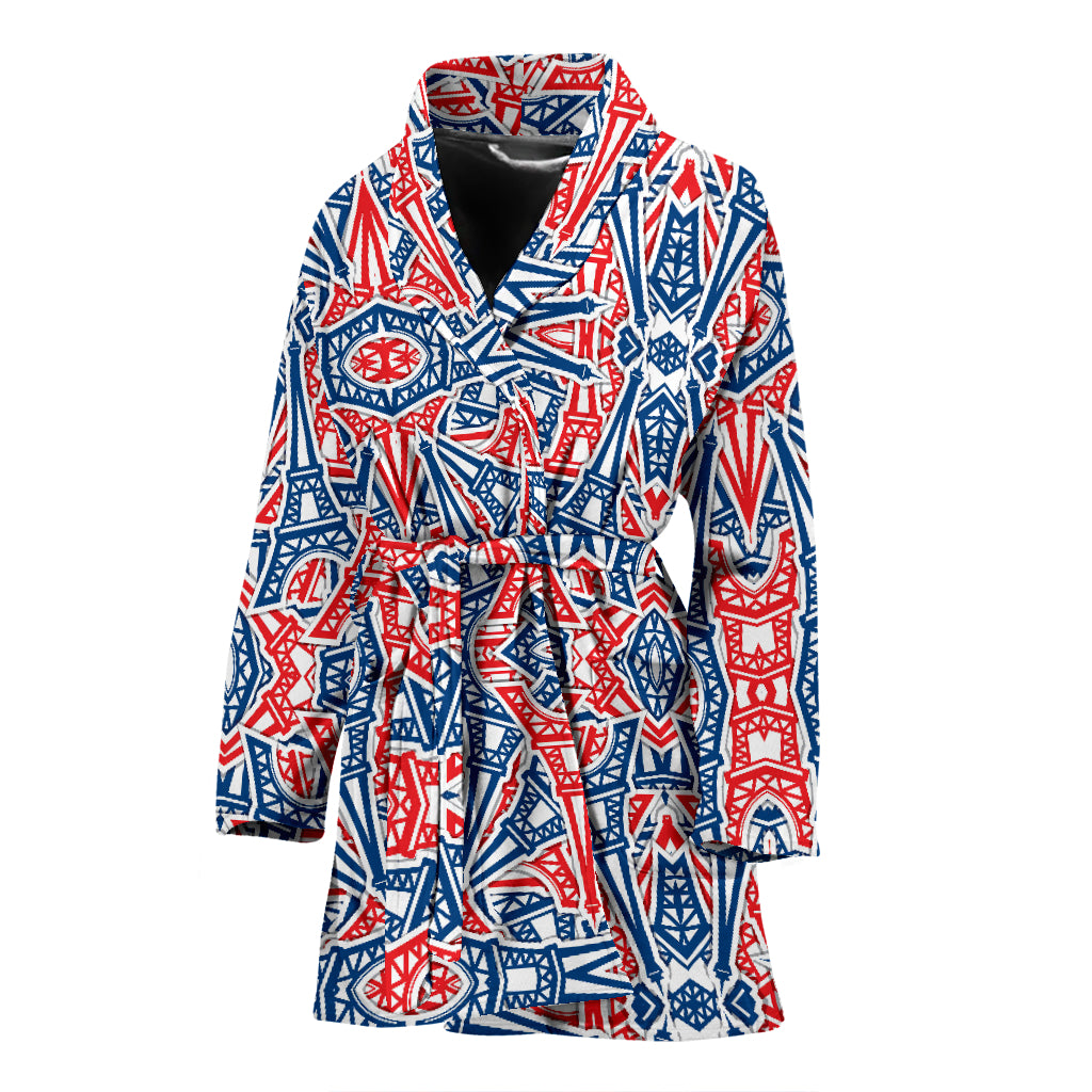 Eiffel Tower Pattern Print Design 02 Women's Bathrobe