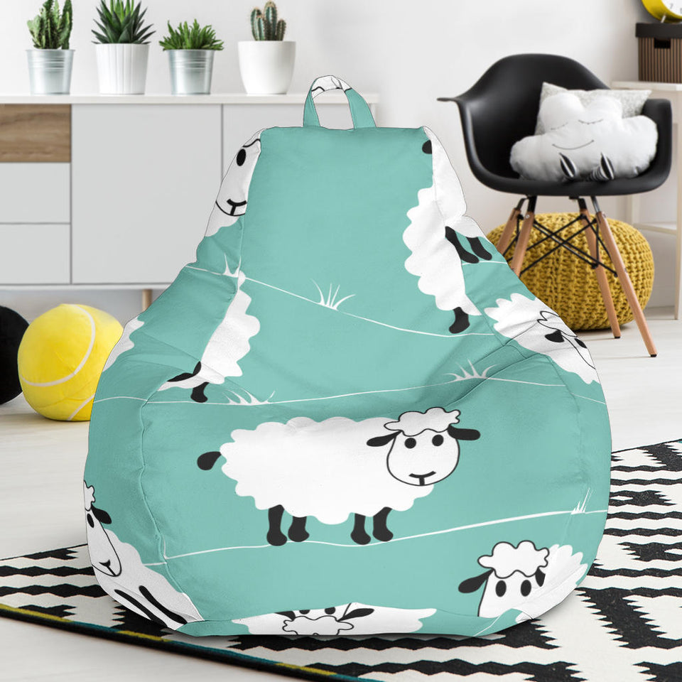 Cute Sheep Green Background Bean Bag Cover