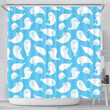 Cute White Sea Lion Seals Pattern Shower Curtain Fulfilled In US