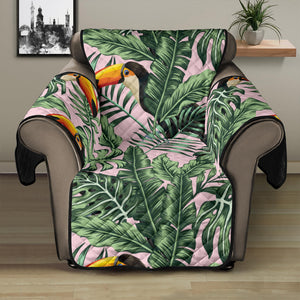 Toucan tropical green jungle palm pattern Recliner Cover Protector