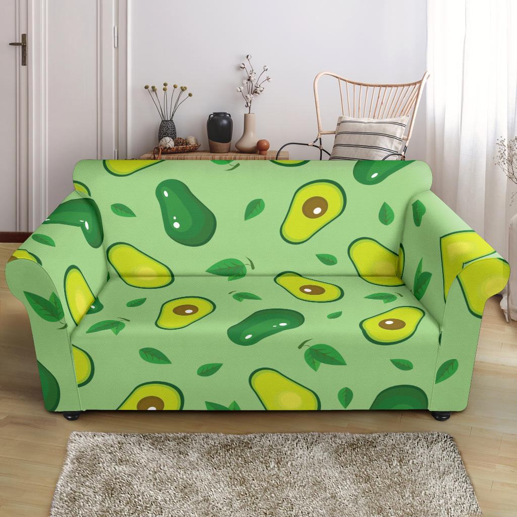 Avocado Pattern Green Background Loveseat Couch Slipcover