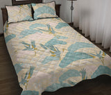 Bonsai bamboo stork japanese pattern cream theme Quilt Bed Set