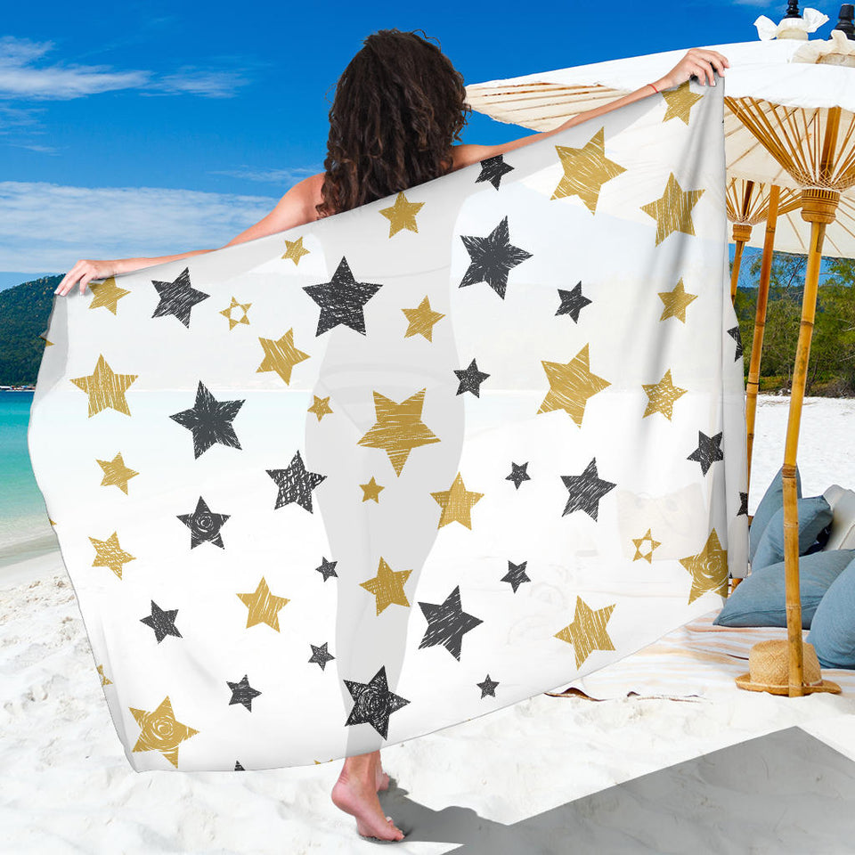 Hand Drawn Gold Black Star Pattern Sarong