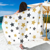 Hand Drawn Gold Black Star Pattern Sarong