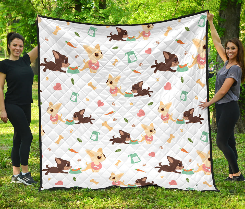 Cute Chihuahua Puppie Pattern Premium Quilt