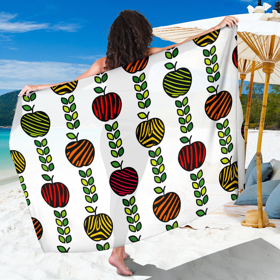 Colorful Apples Leave Zebra Stripe Sarong