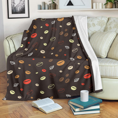 Coffee Bean Leave Pattern Premium Blanket