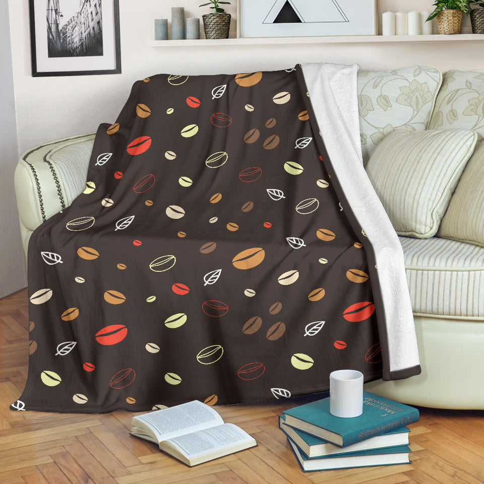 Coffee Bean Leave Pattern Premium Blanket