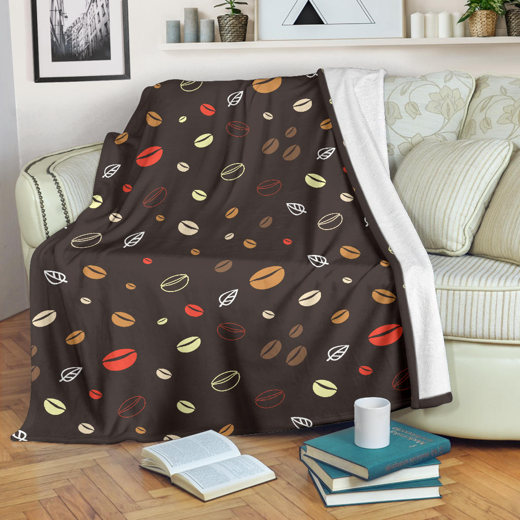 Coffee Bean Leave Pattern Premium Blanket