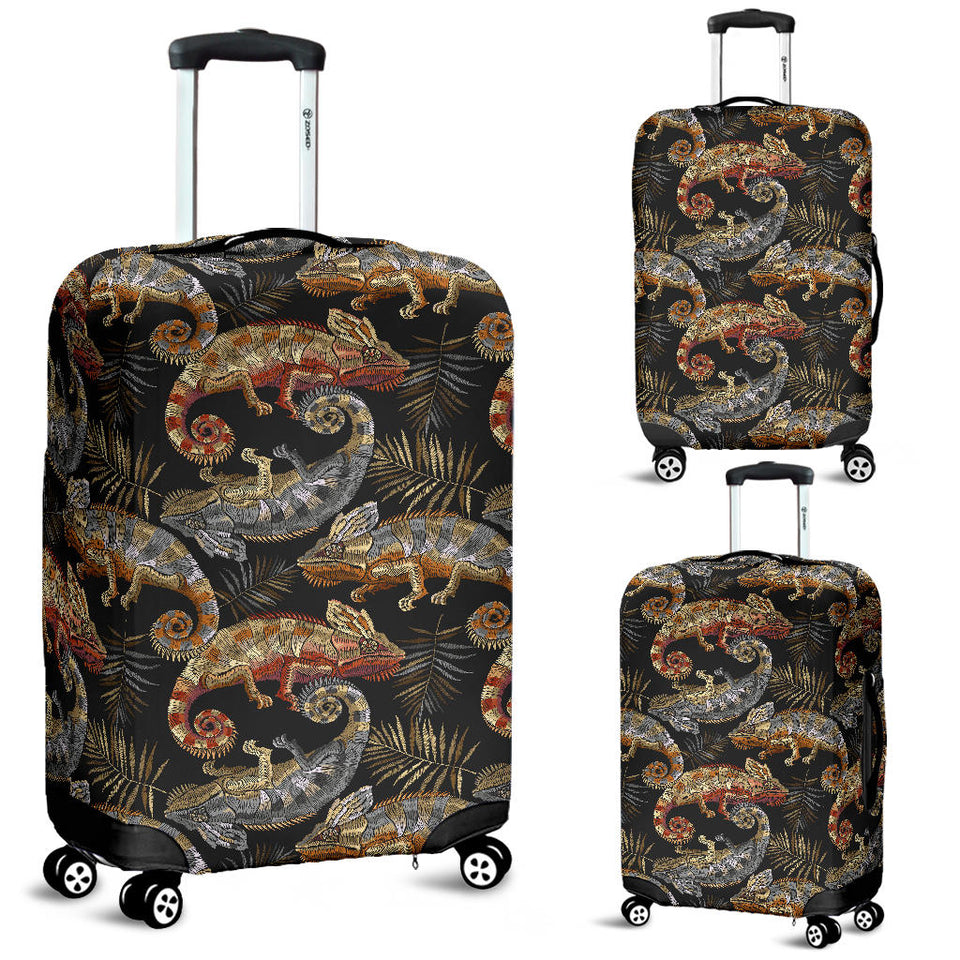 Chameleon Lizard Tropical Leaves Palm Tree Luggage Covers
