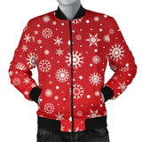 Snowflake Pattern Red Background Men'S Bomber Jacket